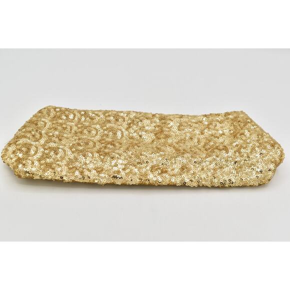 Victoria's Secret Black Gold Shiny Sequin Cosmetic Makeup Bag Pouch Small - Picture 9 of 12